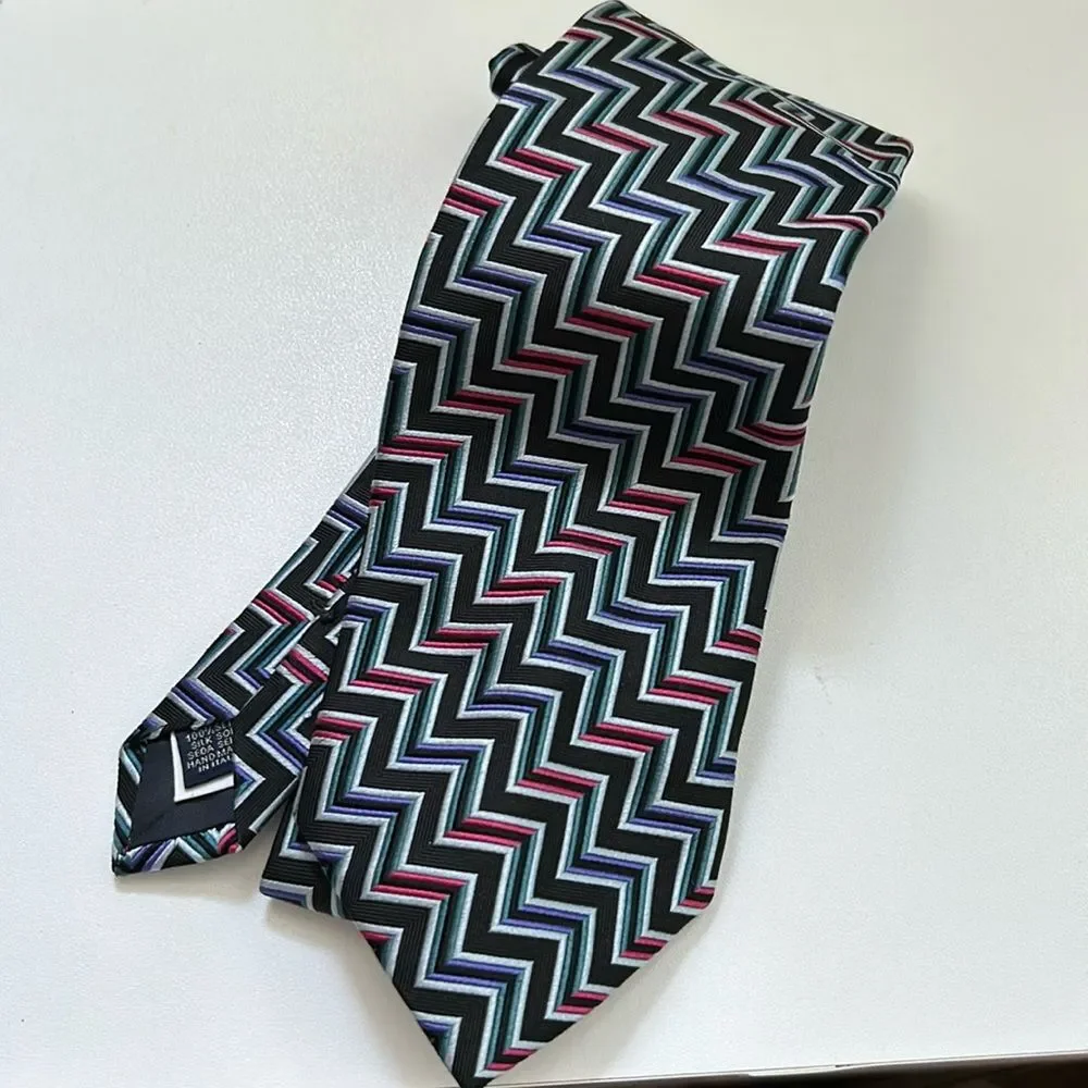 Barney's New York 100% silk chevron tie